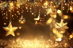 金色圣诞装饰营造梦幻氛围