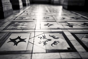 复古花纹地面特写