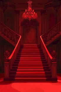 神秘红调奢华复古风楼梯