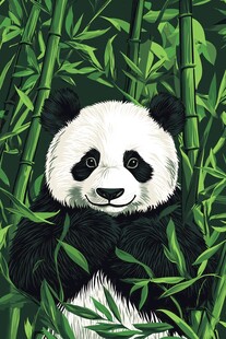竹林中的可爱大熊猫