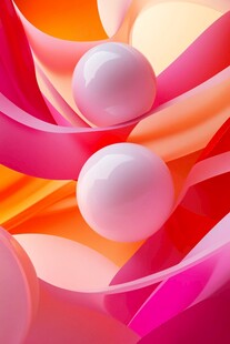 多彩流体与悬浮圆球画面