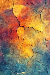 多彩裂纹墙面纹理特写