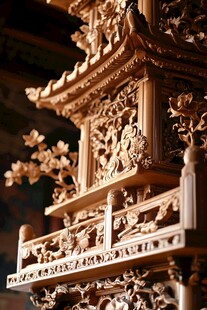 精美木雕建筑构件细节