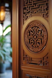 中式木雕门的精致细节