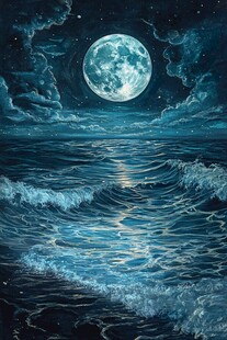 月夜下的浩瀚海洋美景