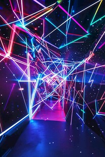 炫彩霓虹灯光梦幻隧道