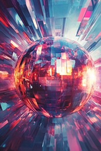 未来感炫彩数字球体世界