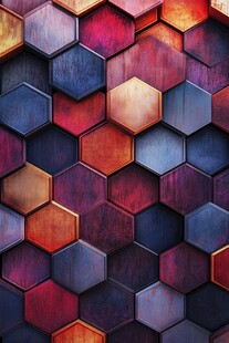 多彩六边形立体拼接背景