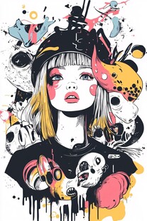 朋克风少女的奇幻插画世界