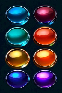 炫彩光泽圆形按钮集合