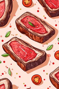 美味牛排图案插画