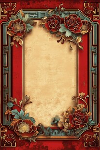 中式古典花卉边框装饰图