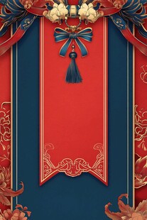 中式典雅红蓝色调装饰背景