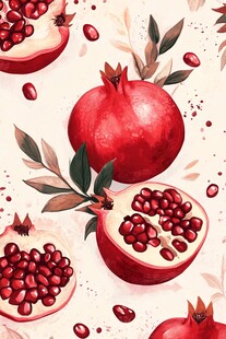 水彩风石榴图案设计