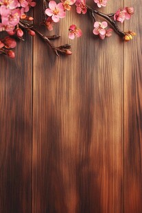 木质背景上的粉嫩花枝