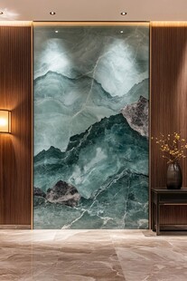 墨绿山水玄关 尽显高雅格调