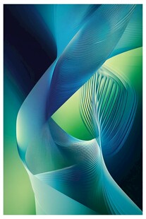 灵动蓝绿交织抽象线条图