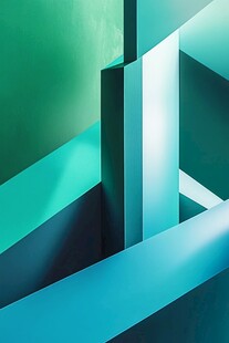 几何光影抽象绿色空间画面