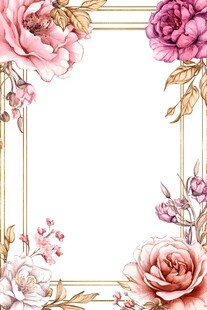 花卉金边边框装饰图案