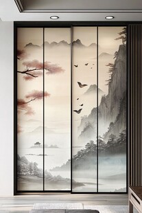 中式山水意境移门装饰画