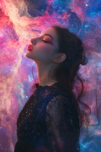 梦幻星空下的神秘女子