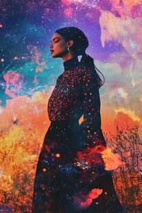 梦幻星空下的神秘女子