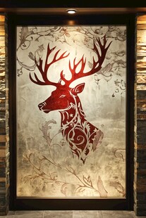 鹿头艺术装饰墙面图案