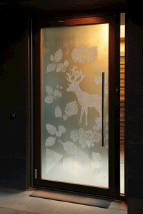 鹿影繁花艺术玻璃入户门
