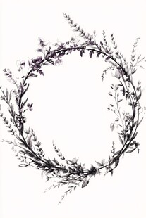 手绘花卉藤蔓花环图案