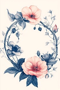 花卉环形插画