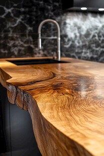 天然木纹厨房台面设计