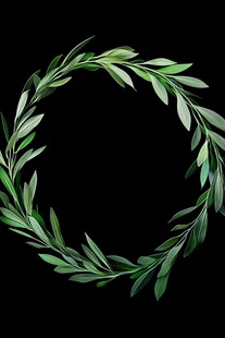 绿叶花环水彩插画