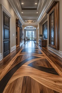 奢华走廊的精美木地板设计