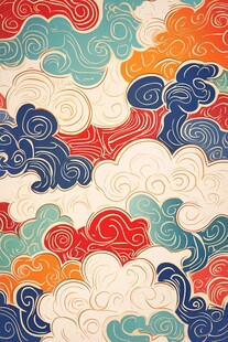 中式多彩云纹图案设计