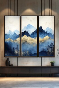 三联山水挂画 尽显雅致格调