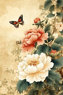 蝶舞牡丹图