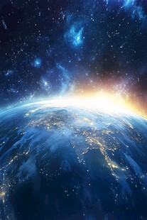 地球夜景与浩瀚星空奇观