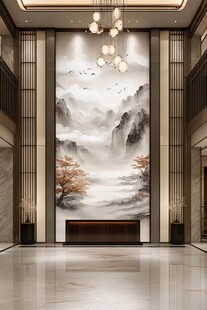中式山水玄关装饰画意境美