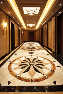 豪华酒店走廊的精美地砖