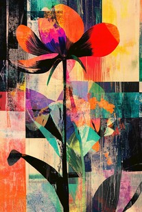 抽象多彩花卉艺术画作
