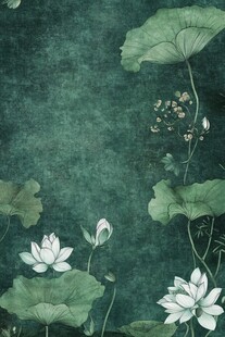 水墨风荷塘花卉背景图