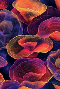 梦幻炫彩蘑菇图案背景