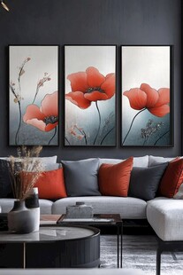 三联罂粟画装点时尚客厅