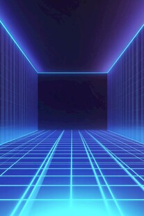 霓虹光效的科幻隧道空间