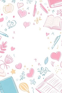 梦幻文具爱心装饰插画