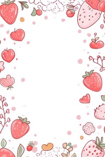 草莓爱心边框可爱插画