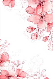 粉色水彩花卉边框图案