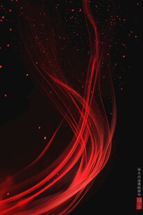 红色动感飘带抽象背景图