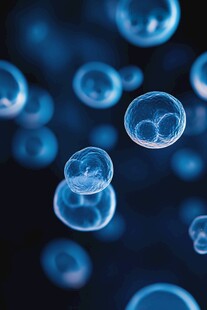 蓝色悬浮细胞微观景象