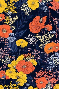 多彩花卉无缝图案背景